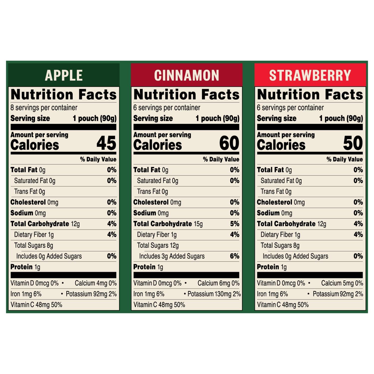 Tree Top Tree Top Apple Sauce Pouches Variety Pack, Apple, Strawberry, Cinnamon, 3.2 oz. each (Pack of 20)