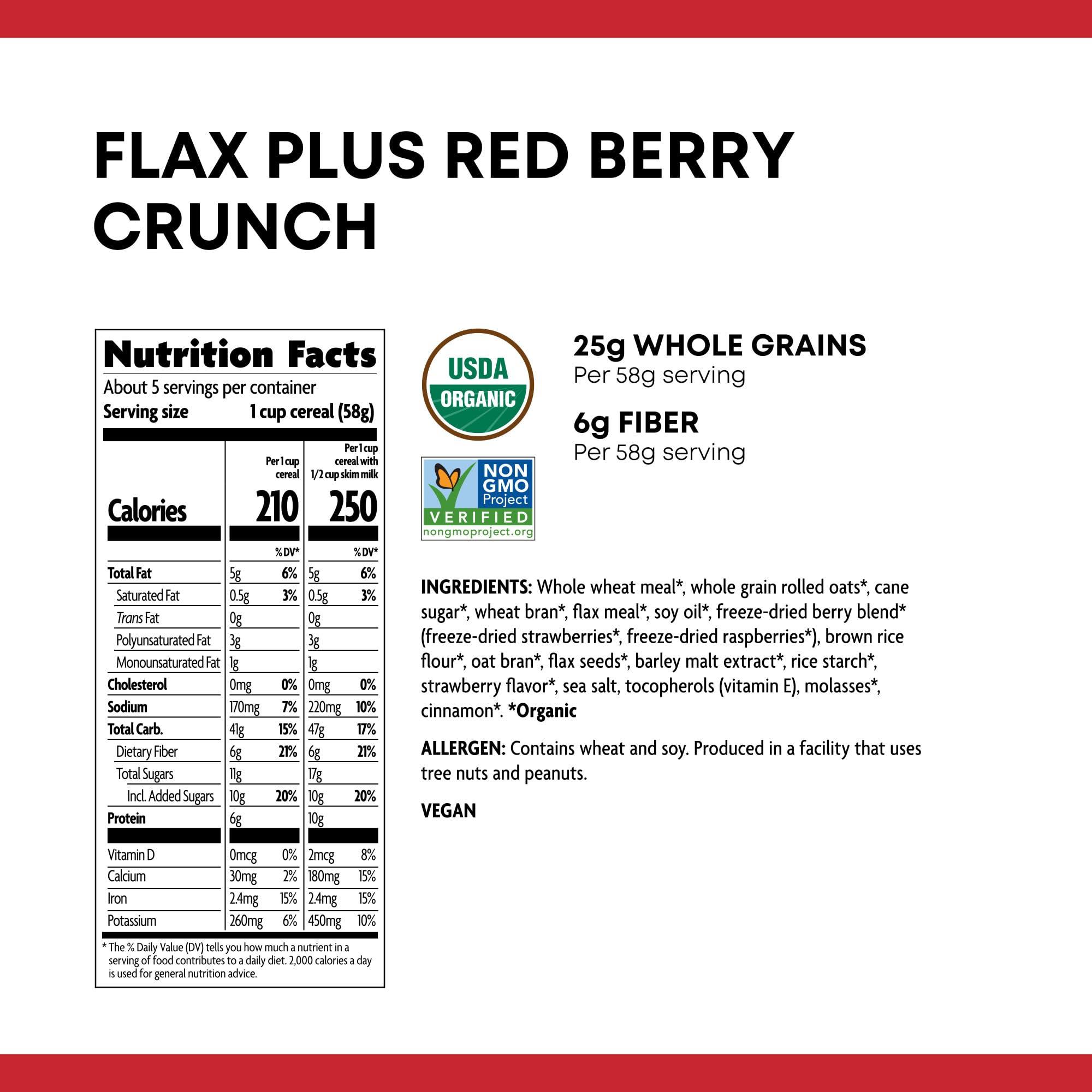 Nature's Path Nature\'s Path Organic Flax Plus Red Berry Crunch Cereal, 10.6 oz (Pack of 1), Non-GMO