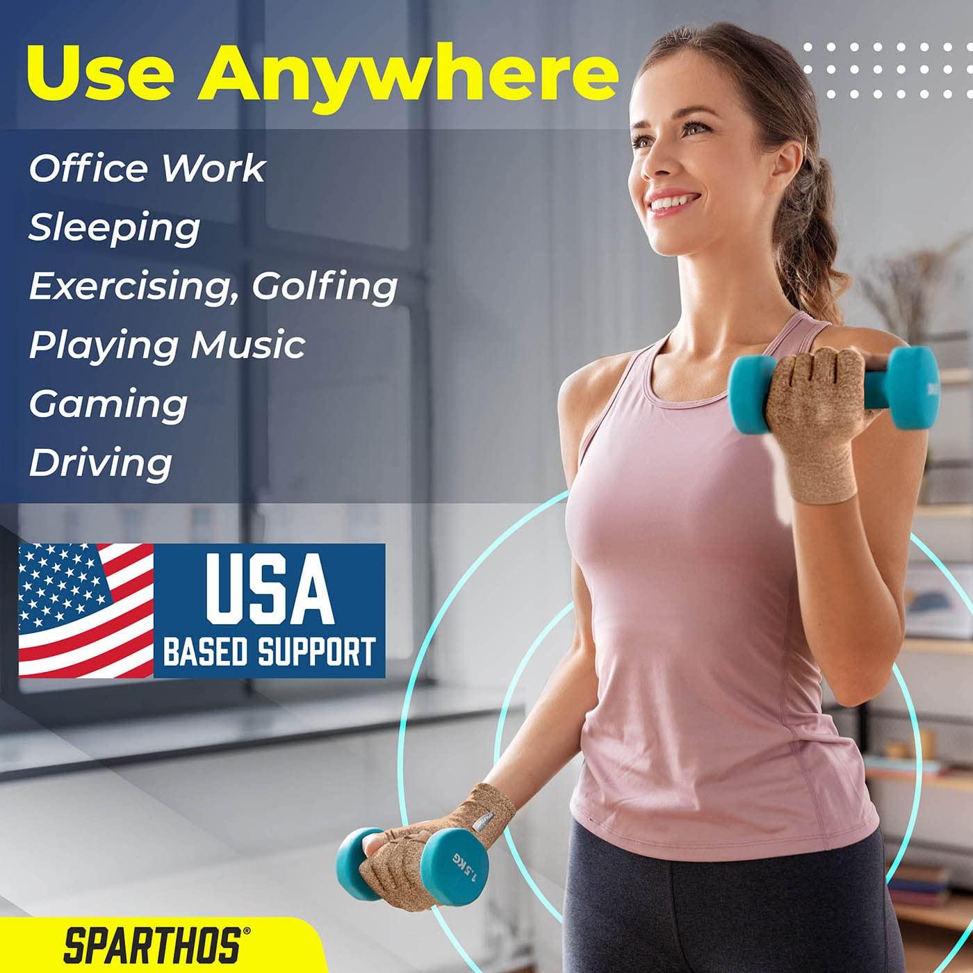 Sparthos Sparthos Arthritis Hand Compression Gloves - Helps With Carpal Tunnel & Rheumatoid Artritis Pain - Support Your Hands While Typing - Fingerless Circulation Glove - Fits Men & Women (Beige - Large)