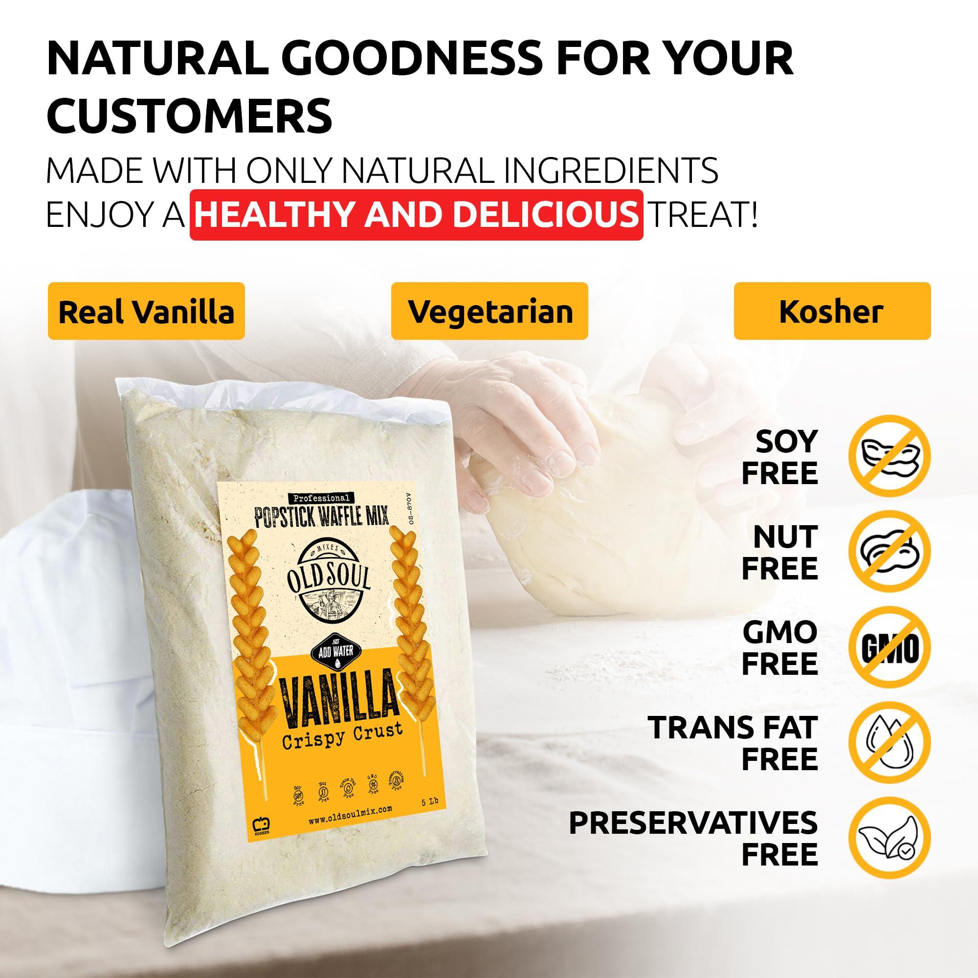 MIXES OLDSOUL OldSoul Professional Popstick Waffle Mix | Stick Waffles Dough Mix | Vanilla Flavor | 112 Waffles | 5 Lbs (5 Lbs, Traditional)