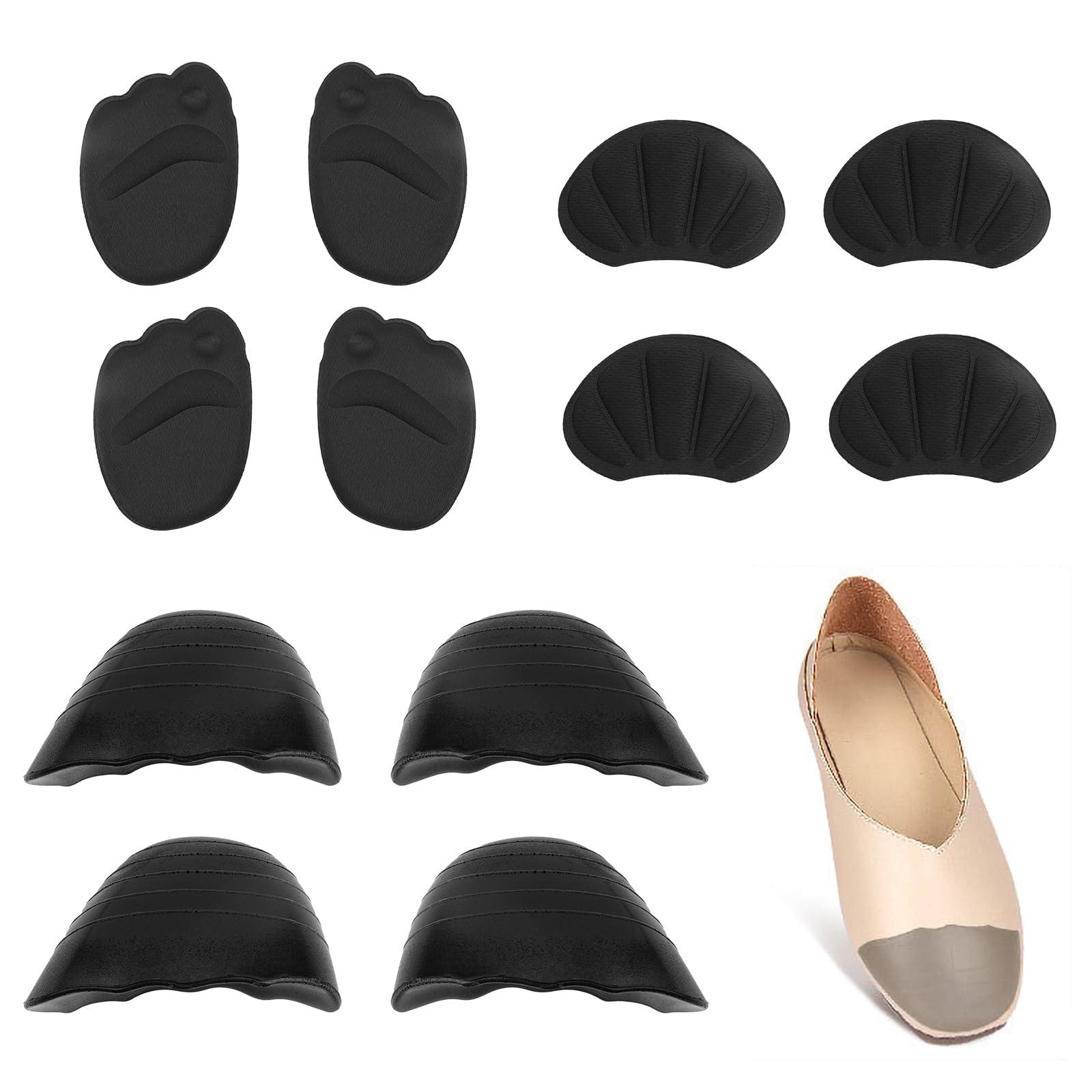 WALLFID 6 Pairs Shoe Filler Heel Inserts for Women,Toe Cushion Fillers Make Shoes Fit,high Heel Comfort Pads,Heel Pads,Half-Size Insoles Adjust Shoe Too Big for High Heels,Flats,Casual (Round Head)