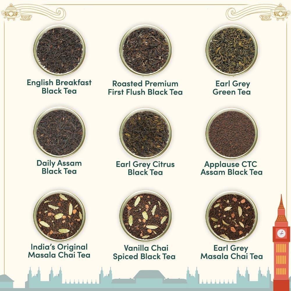 VAHDAM VAHDAM, Weekend in London Valentines Day Tea Gift Set - 9 Loose Teas | Tin Caddy Travel Edition Gift Box | Valentines Day 2025 Gift Ideas for Women & Men | Gluten Free, Non GMO