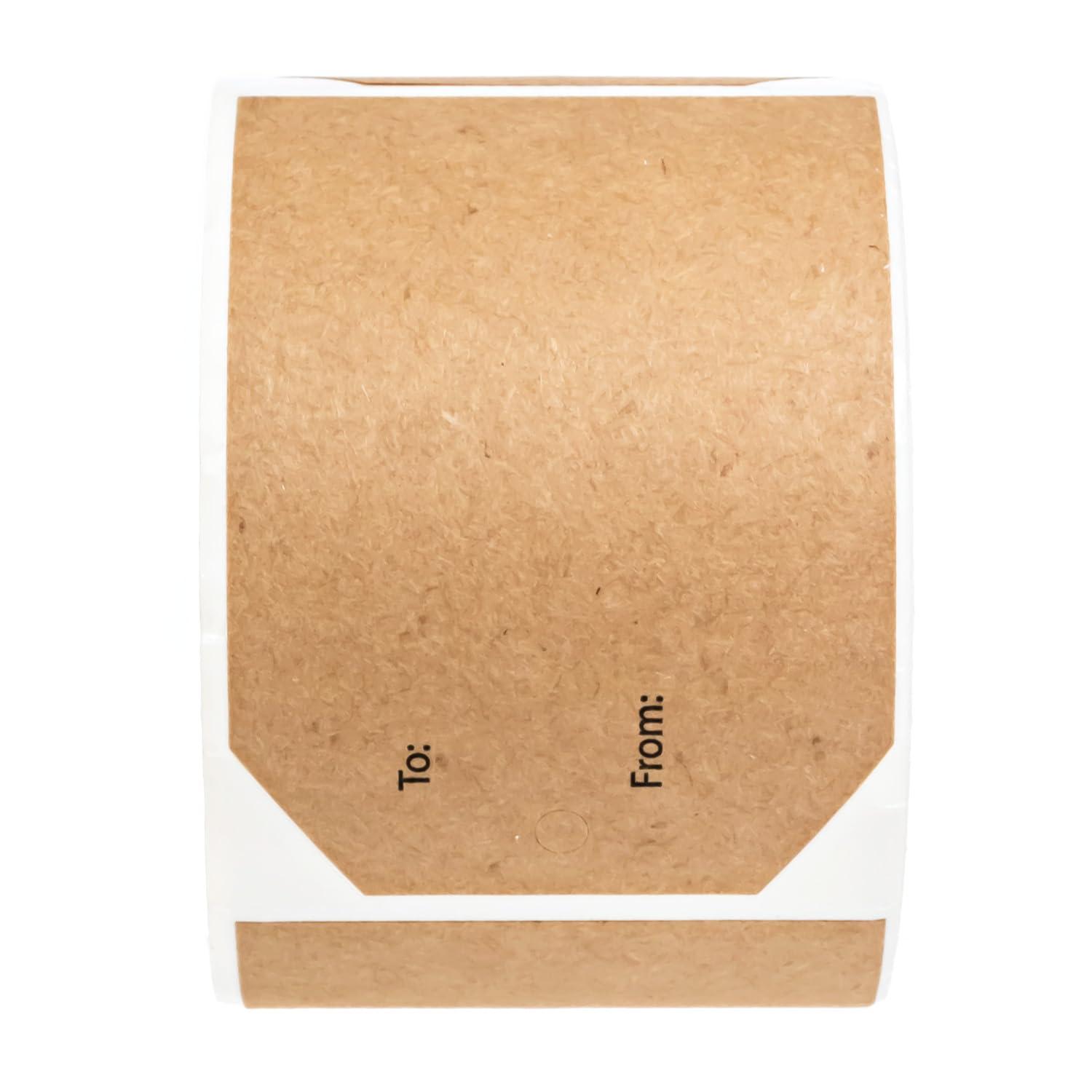 SBLABELS 2\" x 3\" to from Brown Kraft Gift Tag Stickers / 250 Modern Present Label Roll/Fill in to and from Favor Sticker/Made in The USA
