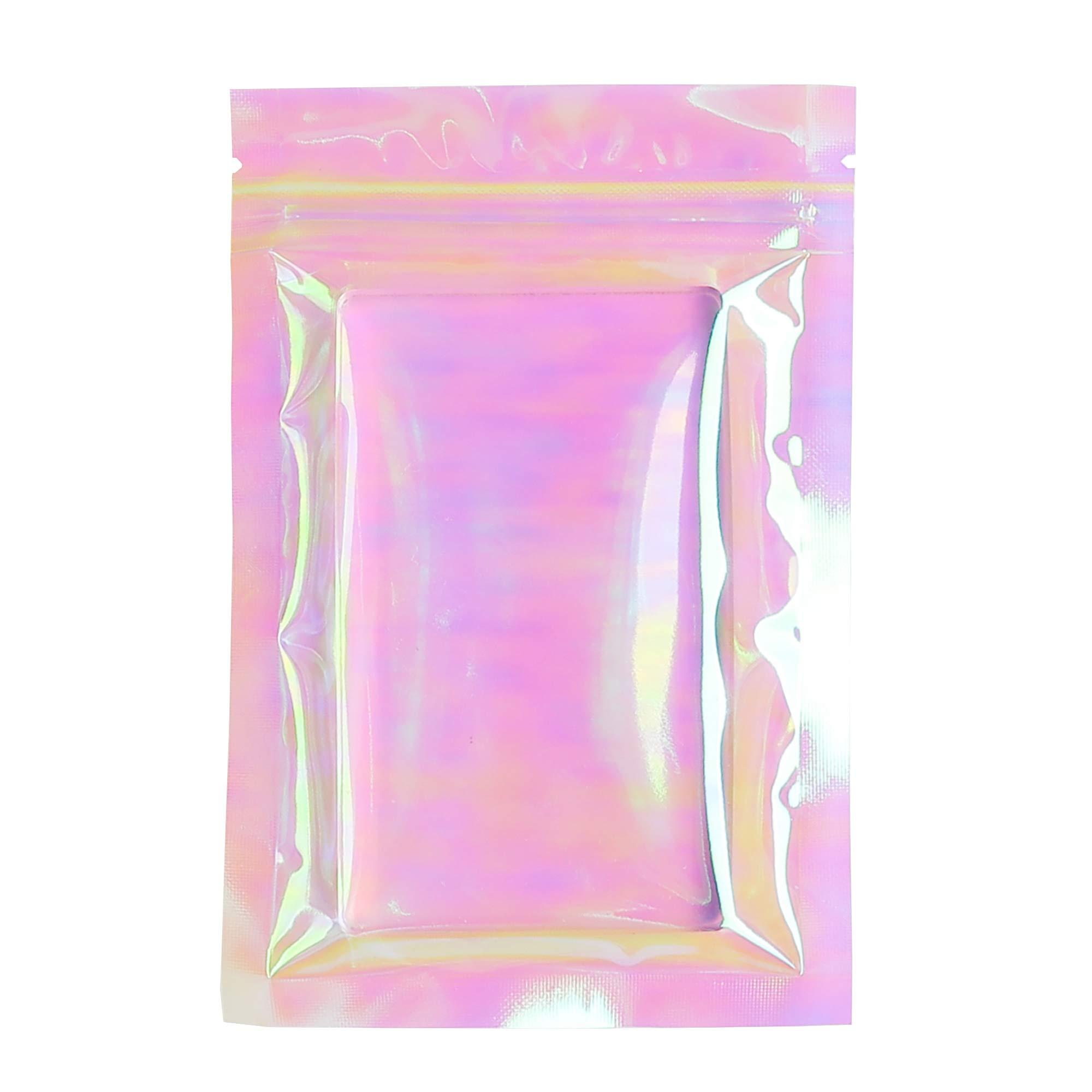 QQ Studio QQ Studio Clear Food Bags for Chocolate, Holographic Snack Bag, Double-Sided Plastic Baggies, Zipper Seal Pouch for Candy, DIY Cellophane Style Candy Kit Packaging Bag (4x6 Inch (Pack of 100 Bags))