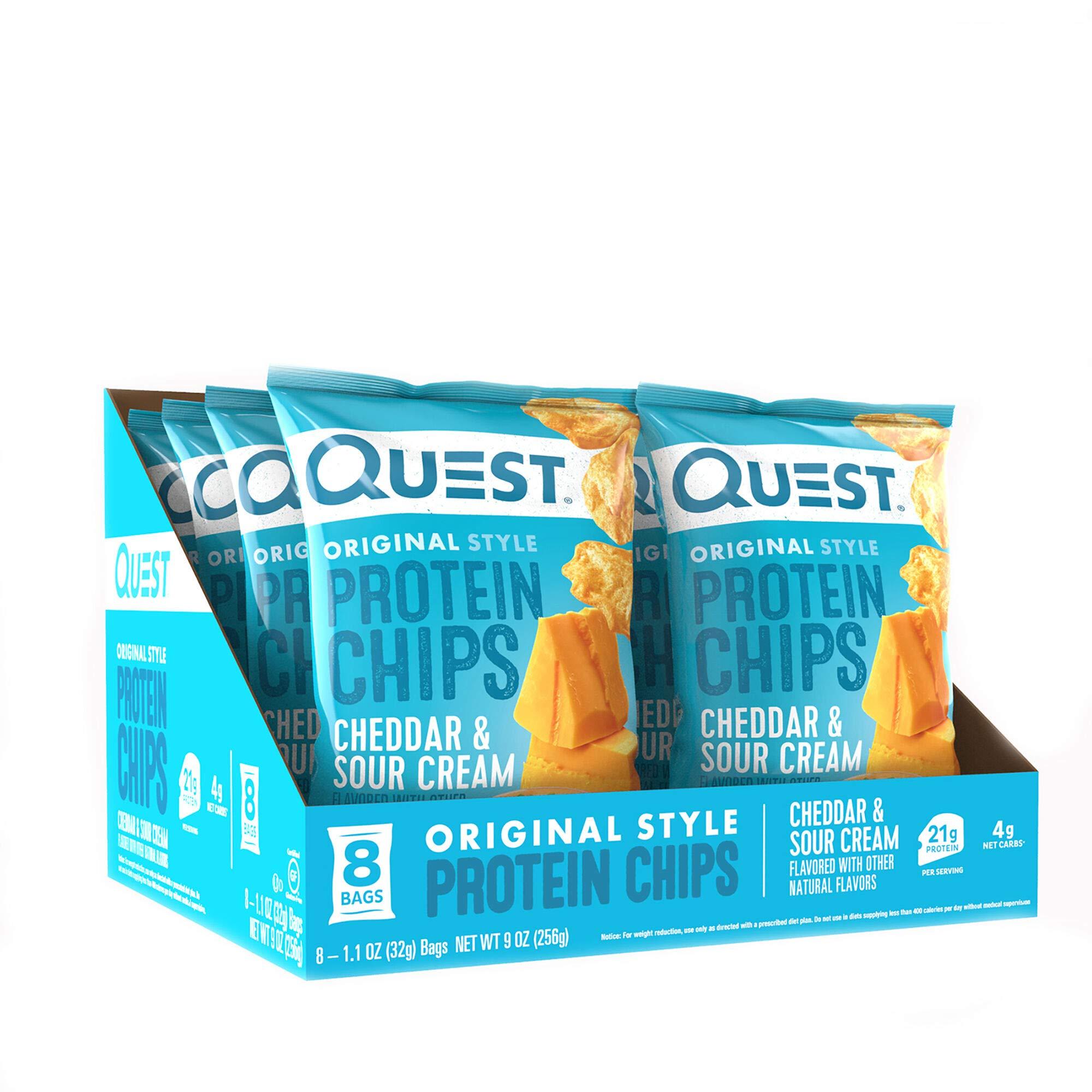 Quest Nutrition Quest Nutrition Cheddar & Sour Cream Protein Chips, Low Carb, Gluten Free, Potato Free, Baked, Pack of 8