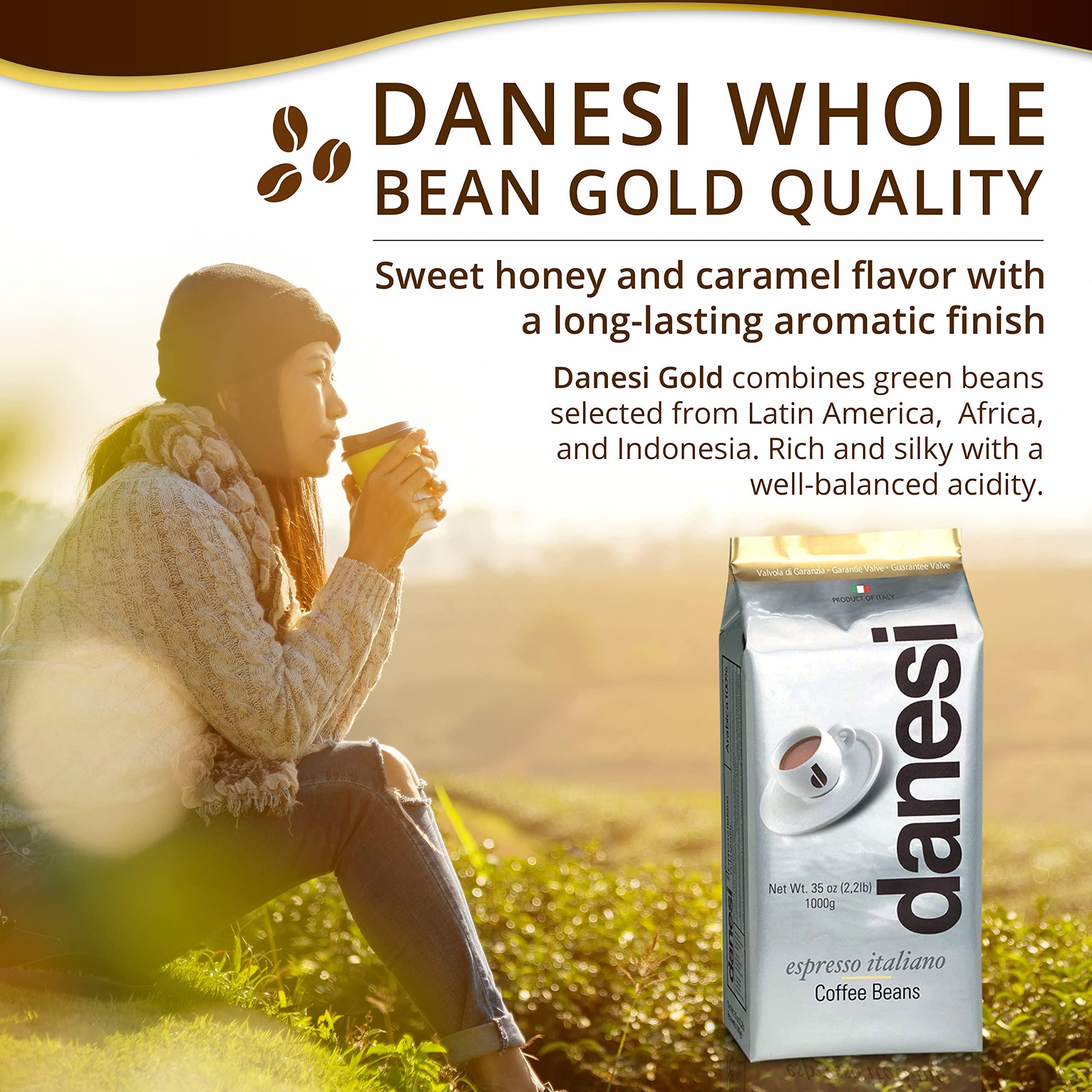 D DANESI CAFFÈ Danesi Caffe Italian Coffee Beans - Whole Roasted Coffee Beans for Espresso - Espresso Coffee Beans & Medium Roast Whole Bean - Coffee Bean - Coffee Beans Espresso - Coffee Whole Bean - Gold (6.6lb)