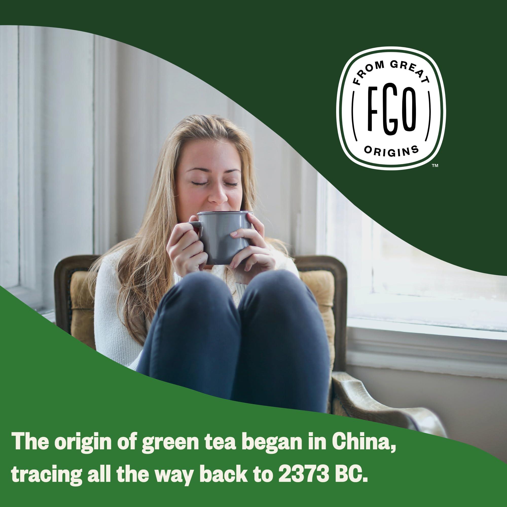 FGO FGO Organic Green Tea, 100 Count Eco-Conscious Tea Bags, Caffeinated, Resealable Pouch, Packaging May Vary (Pack of 1)