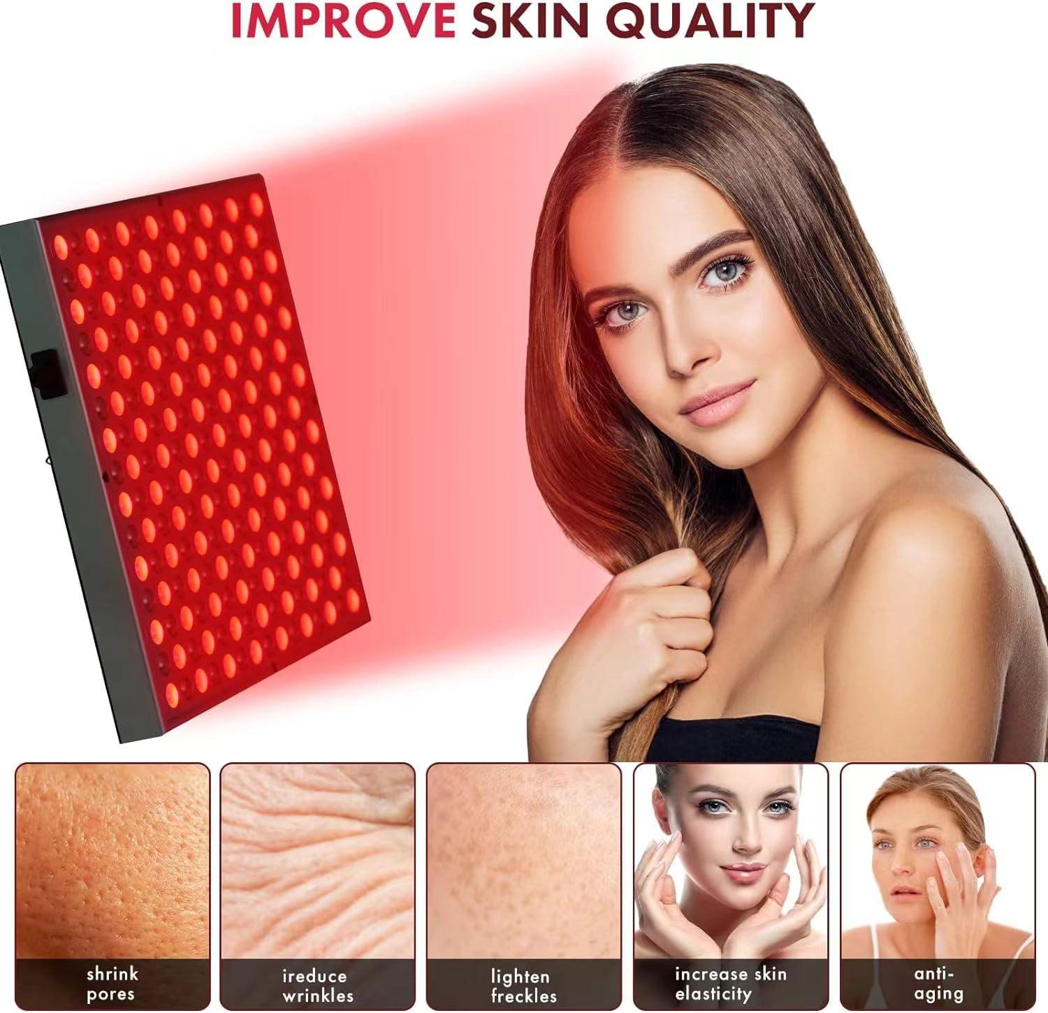 KYUQY Red-Light-Therapy-Device, 45W LED Red Light Therapy Lamp 660nm Red Light Panel and 850nm Near Infrared Light Therapy for Body Face Skin, Pain Relief of Muscles and Joints