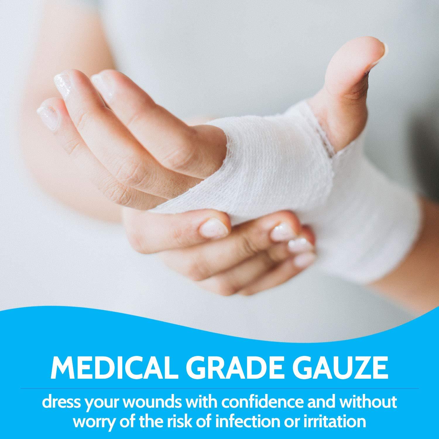 MEDca Gauze Bandage Rolls - (12 Pack) 3 in x 4.1 Yards Per Roll of Medical Grade Gauze Bandage and Stretch Bandage Wrapping for Dressing All Types of Wounds and First Aid Kit by MEDca, (3-Inch, 12 Pcs)