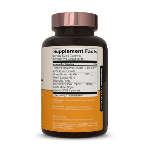 Live Conscious Live Conscious CurcuWell - Curcumin and Boswellia Blend | Maximum Strength Joint, Body and Cognitive Support - 60 Day Supply (2-Pack)