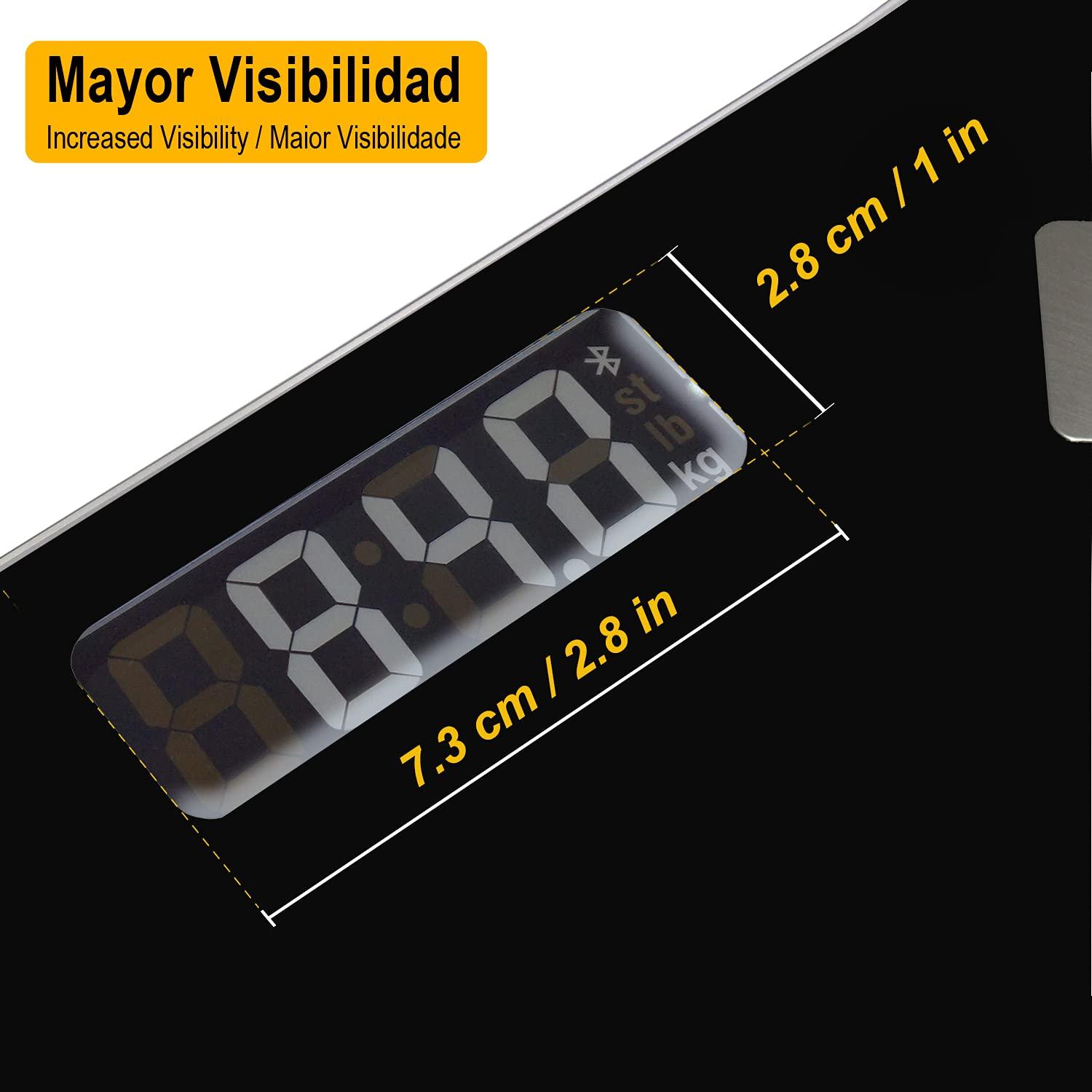 RHINO RHINO Smart Scale for Body Weight, High Precision, Bluetooth, Fitdays App, iOS and Android, Bathroom Wireless Machine for Fat, Muscle, BMI, 14 Body Indicators, 400lb (Black)