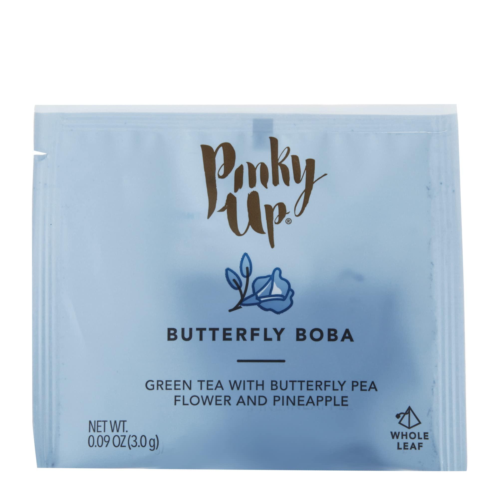 Pinky Up Pinky Up Butterfly Boba Tea Sachets - Low Calorie Whole Leaf Green Tea Bubble Tea - Boba Gift 12 Biodegradable Tea Bags