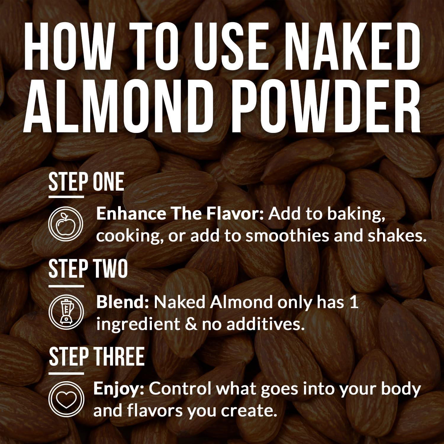 NAKED NAKED Almond Protein Powder from US Farms, Only 1 Ingredient, Vegan, Gluten-Free, No Additives, No Salt, No Sugar - 38 Servings - 1.5LB