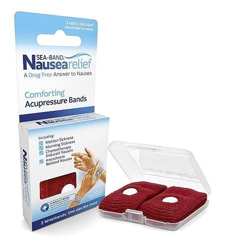 Sea-Band Sea-band Anti-Nausea Acupressure Wristband for Motion & Morning Sickness - 1 Pair Red
