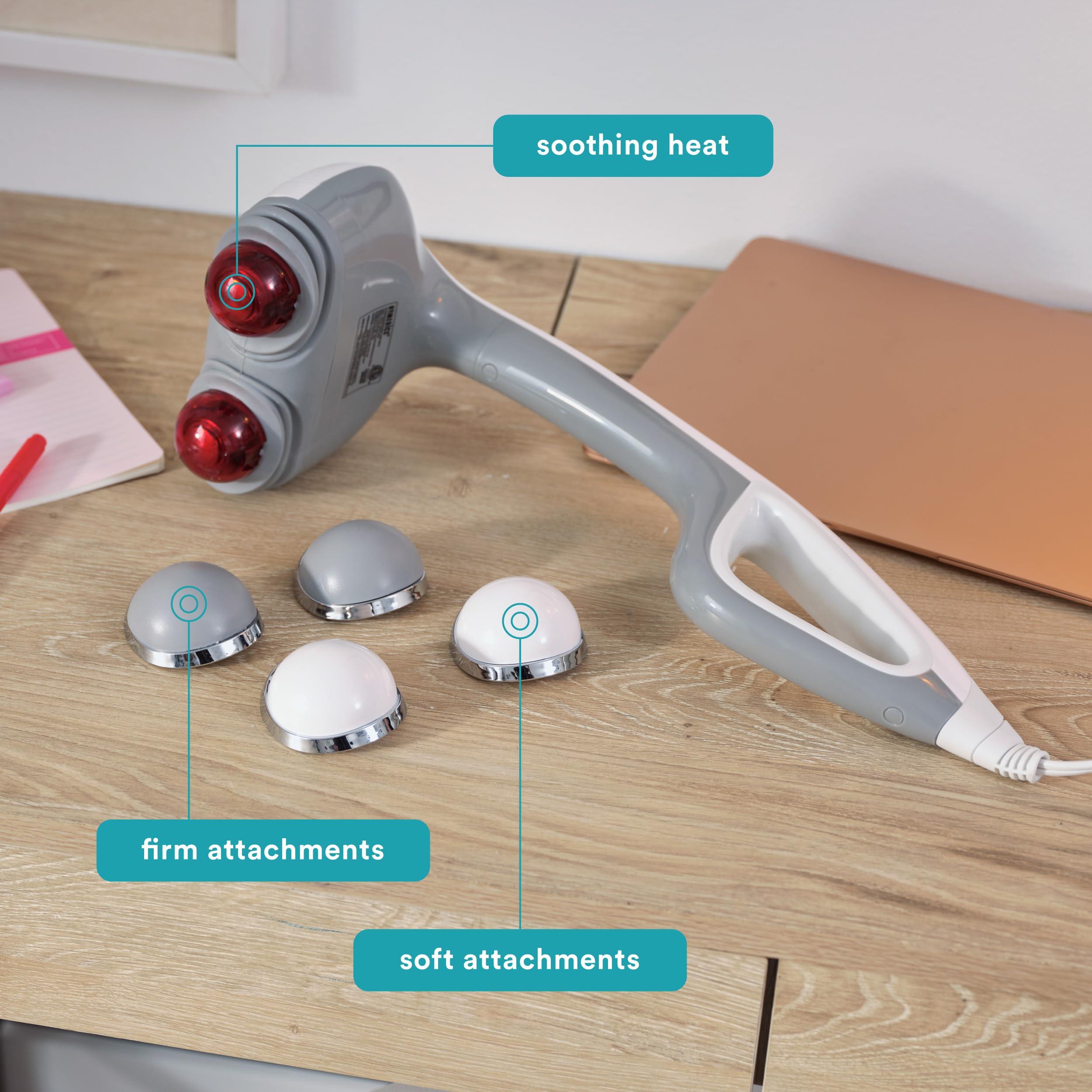 Homedics Homedics Back Massager - Heated Automatic Percussion Back, Body and Neck Massager with Duel Pivoting Heads, Interchangeable Nodes, for Shoulders, Legs and Feet, White