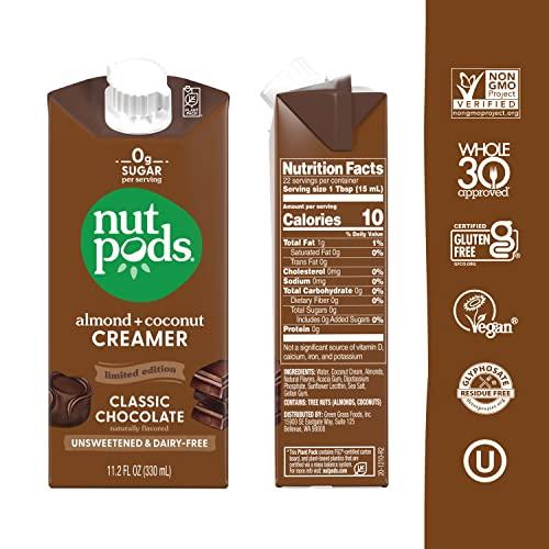 nutpods nutpods Classic Chocolate Unsweetened Dairy-Free Creamer, Made from Almonds and Coconuts, Whole30, Keto, Gluten Free, Non-GMO, Vegan, Kosher (12-Pack)