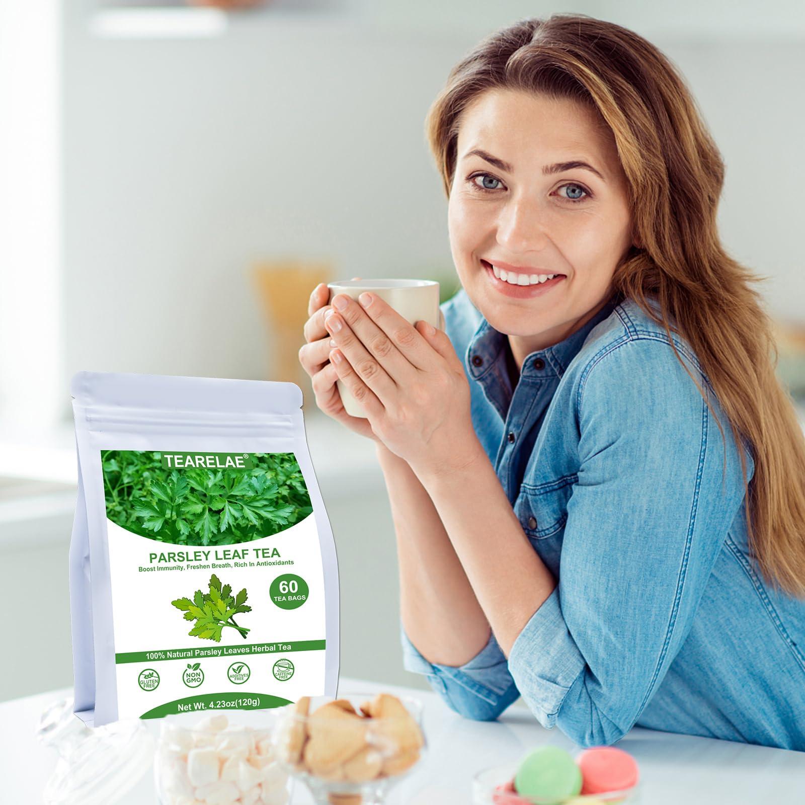 TEARELAE TEARELAE - Parsley Tea Bags - 60 Count - 100% Pure Natural Parsley Leaves - Boost Immunity, Freshen Breath - Non-GMO - Caffeine-Free