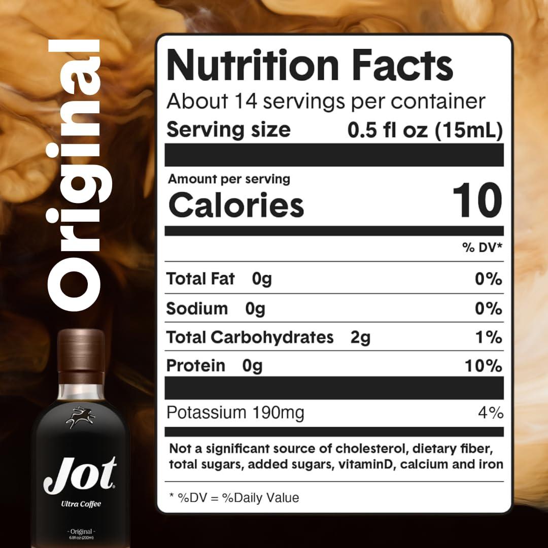 Jot Jot Coffee Concentrate (Original) High Caffeine Cold Brew Coffee Concentrate Liquid for Iced Coffees, Instant Espresso, Hot or Cold Instant Coffees - Makes 14 Cups, 150mg Caffeine/Tbsp, Sugar Free