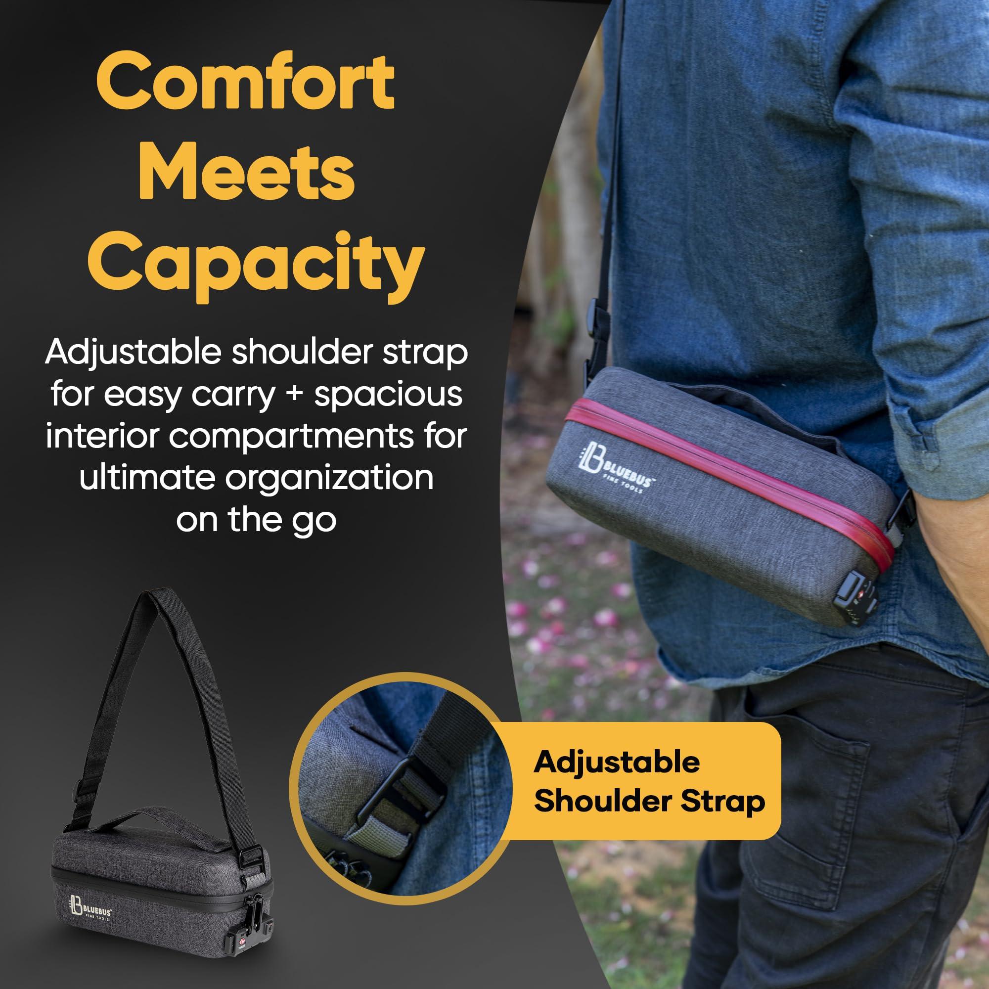 Blue Bus BlueBus Bulldog Large Smell Proof Bag with Lock - Smell Proof Stash Bag Carrying Case with Airtight Jars Smell Proof Case, Containers, Accessories - Waterproof, Bordeaux