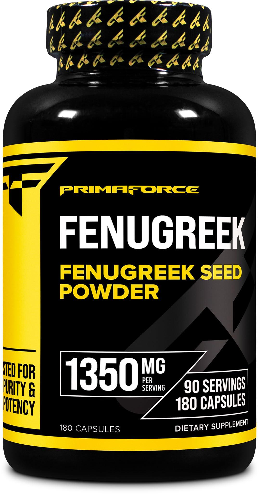 Primaforce Primaforce Fenugreek Seed Capsules (180 Capsules / 1350mg Per Serving, 2 Capsule Servings) - Premium Herbal Supplement for Men and Women, Non-GMO, Gluten Free Supplement