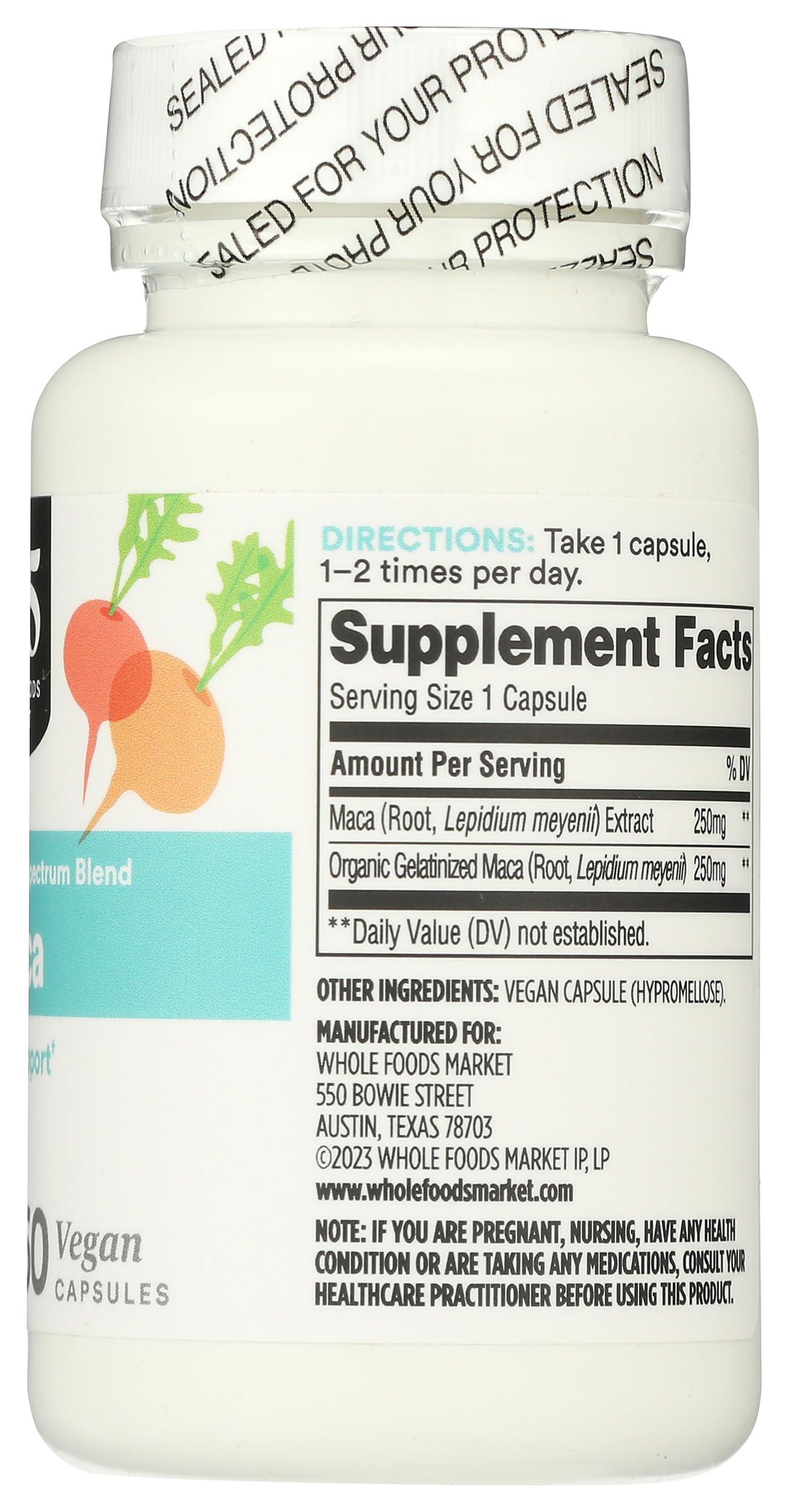 365 by Whole Foods Market 365 by Whole Foods Market, Maca Standardized + Full Spectrum Blend, Libido Support, Vegan Capsules, 60 Count