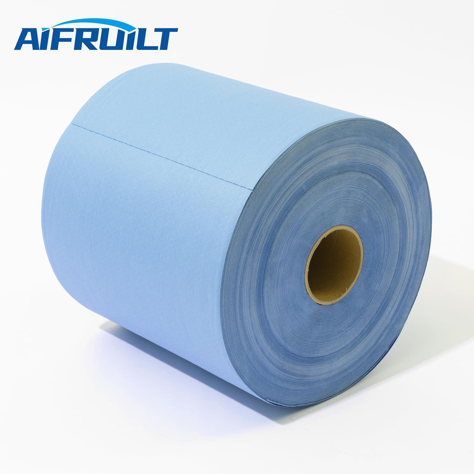 AIFRUILT Industrial Strength Power Clean Heavy Duty Wipes - Absorbent, Durable, and Reusable Cloths for Tough Dirt, Oil, and Grime in Manufacturing and Workshops - 475 Sheets, Blue Shop Towels-Jumbo Roll