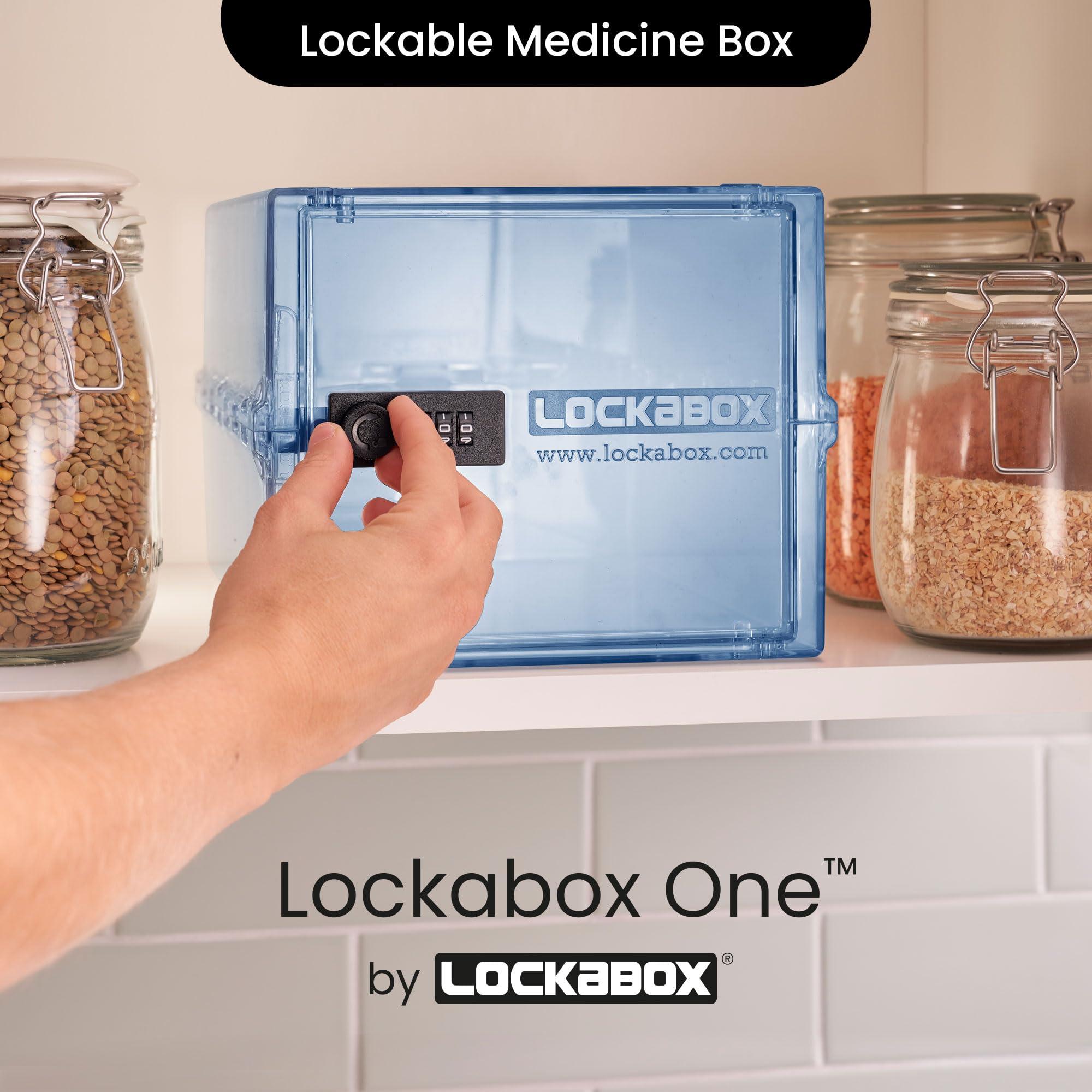 Lockabox Lockabox One | Premium Medicine Lock Box | 10 Litre Medication Lock Box With Code For Medicines, Vitamins & Supplements | External Size 12 x 8 x 6.6 inches (Light Medi Blue)