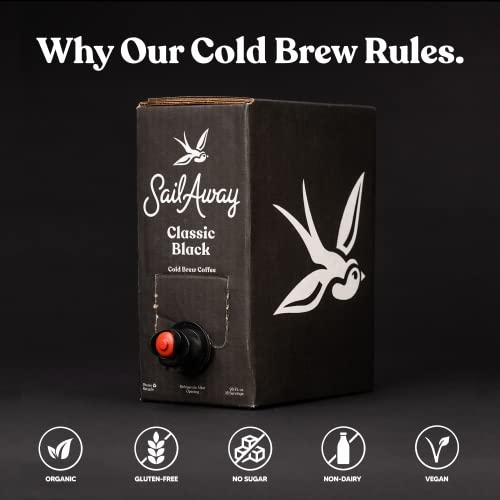 Sail Away Coffee Co. Sail Away Coffee Cold Brew Coffee Box Taps- Less Acidic Coffee Beverages | 120mg Caffeine, Gluten Free, Organic, Keto, Classic Black, 96 Fl. Oz.