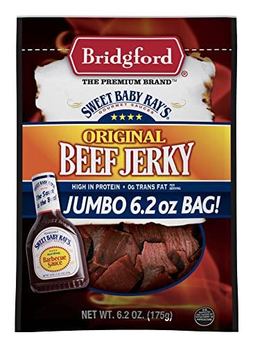 Bridgford Bridgford Sweet Baby Rays Beef Jerky Original 6.2 oz Pack of 2 - Healthy Beef Jerky for Your Dietary Preferences - Ready-To-Eat High Protein Beef Jerky for On-the-Go Snacking and Busy Lifestyles