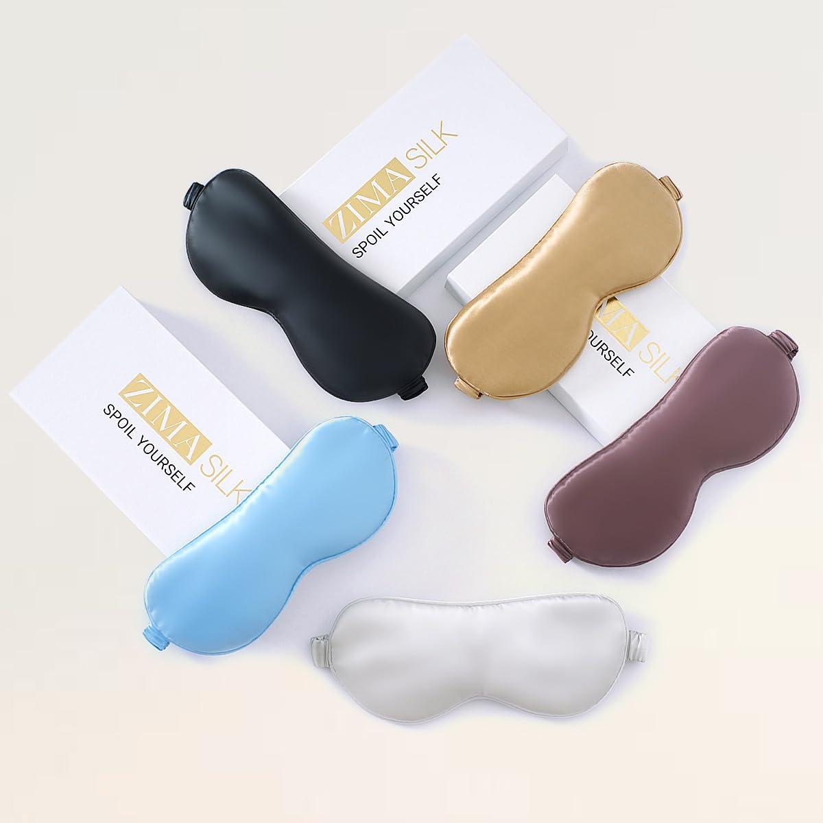 ZIMASILK ZIMASILK Adjustable 100% 22 Momme Mulberry Silk Sleep Mask for Sleeping, Filled with Premium Mulberry Silk, Softest & Breathable Silk Eye Sleeping Mask (Leopard-Black Golden)