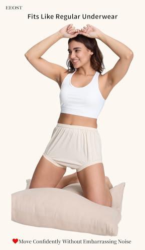 EEOST EEOST Women\'s Plastic Pants for Adult Diapers Incontinence Waterproof Cloth Diaper Cover Leakproof Rubber Underwear Alternative (Beige, XL)