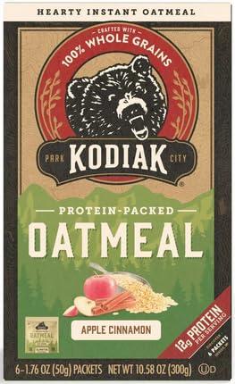 Kodiak Cakes Kodiak Instant Oatmeal Packets, Apple Cinnaamon, High Protein, 100% Whole Grains, 1 box with 6 packets (6 packets)