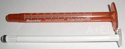 Baxa BAXA ExactaMed Oral Liquid Medication Syringe 0.5cc/0.5mL 100/PK Amber Medicine Dose Dispenser With Cap Exacta-Med BAXTER Comar Latex Free