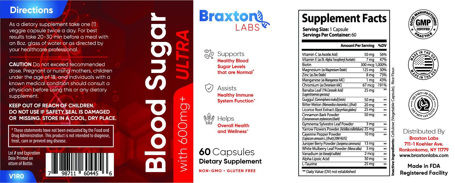 Braxton Labs Braxton Labs Blood Sugar Ultra 60 Capsules