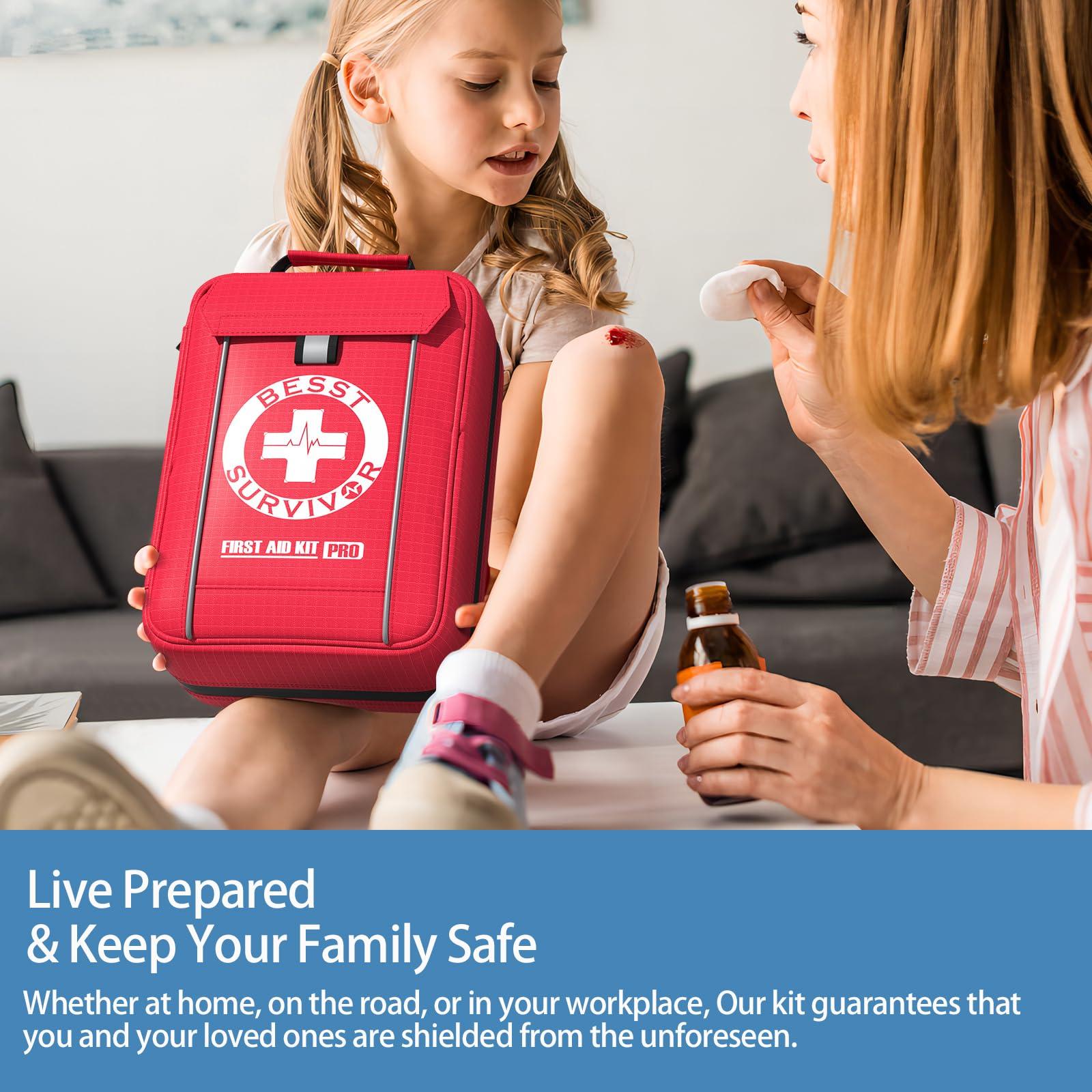 Besst Survivor Premium First Aid Kits, Labelled Compartments Industries Trauma Kits -MOLLE System Large Emergency Medical Kits for Car, Boats, Workplace, Outdoors, Hurricanes, 265 Piece Emergency Necessities Kits