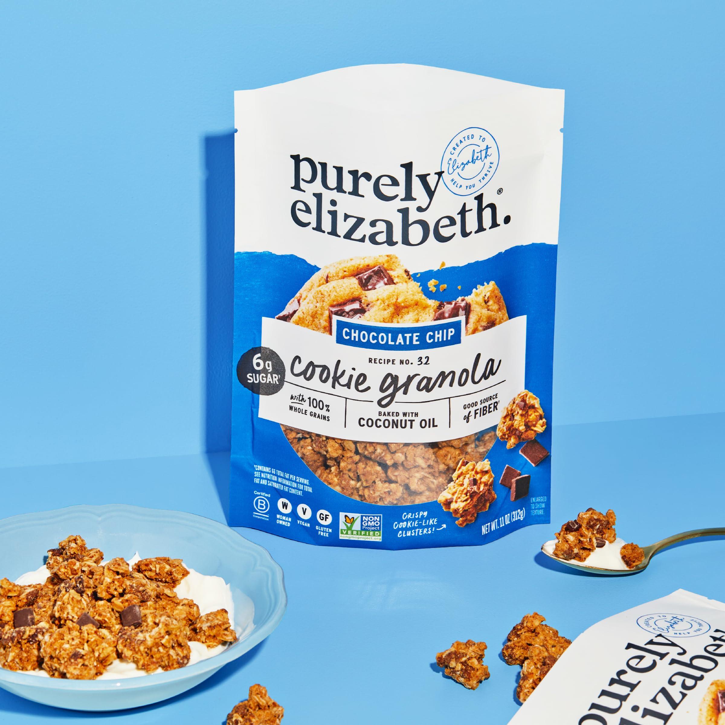 purely elizabeth. Purely Elizabeth Cookie Granola Variety Pack, Chocolate Chip, Oatmeal Raisin, and Double Chocolate, Gluten-Free, Non-GMO (3 Ct, 11oz Bag)