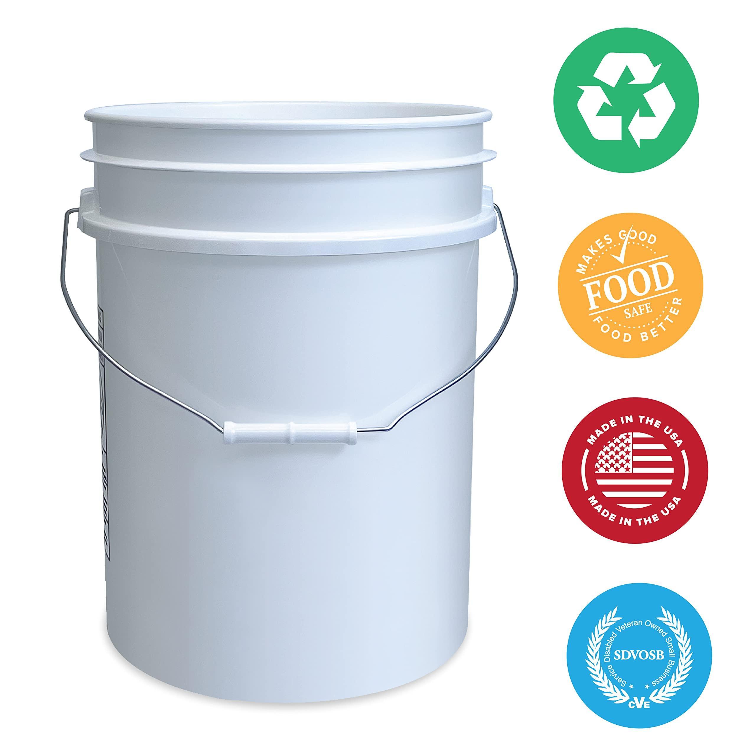 ePackageSupply 5 Gallon Bucket Only, Made in USA, Food Grade, Durable 90 Mil All Purpose Pail, Contains No BPA Plastic, Premium HPDE, Lids Not included (Blue, 3)