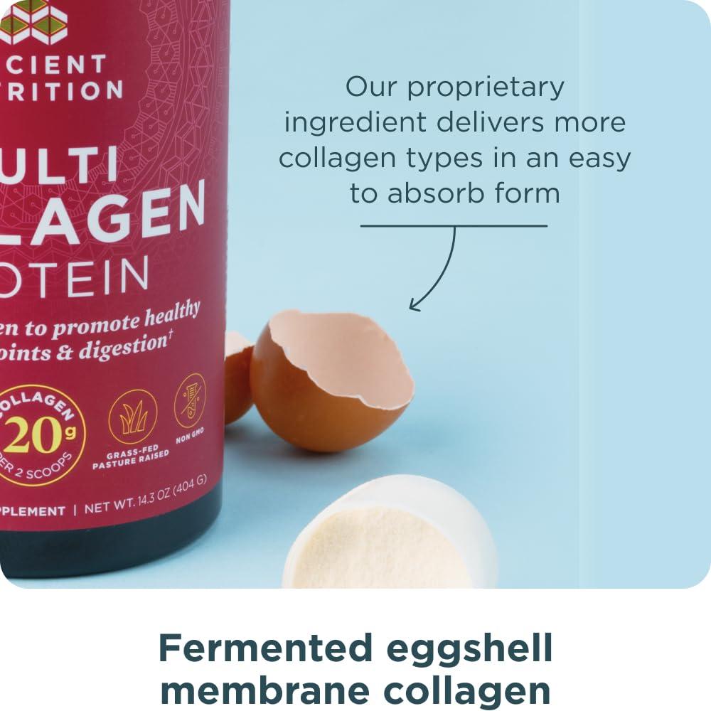 Ancient Nutrition Ancient Nutrition Collagen Powder Protein with Probiotics, Unflavored Multi Collagen Protein with Vitamin C, 100 Servings, Hydrolyzed Collagen Peptides Supports Skin and Nails, Gut Health, 35.6 oz