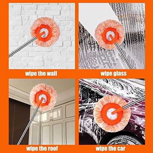 Kwnces Rotatable Adjustable Hardwood Floor Cleaning Mop,Long Handle Wall Mop with 2 Reusable Microfiber Pad for Cleaning Floor Kitchen Tile Walls Ceilings (Size : 68.9in)