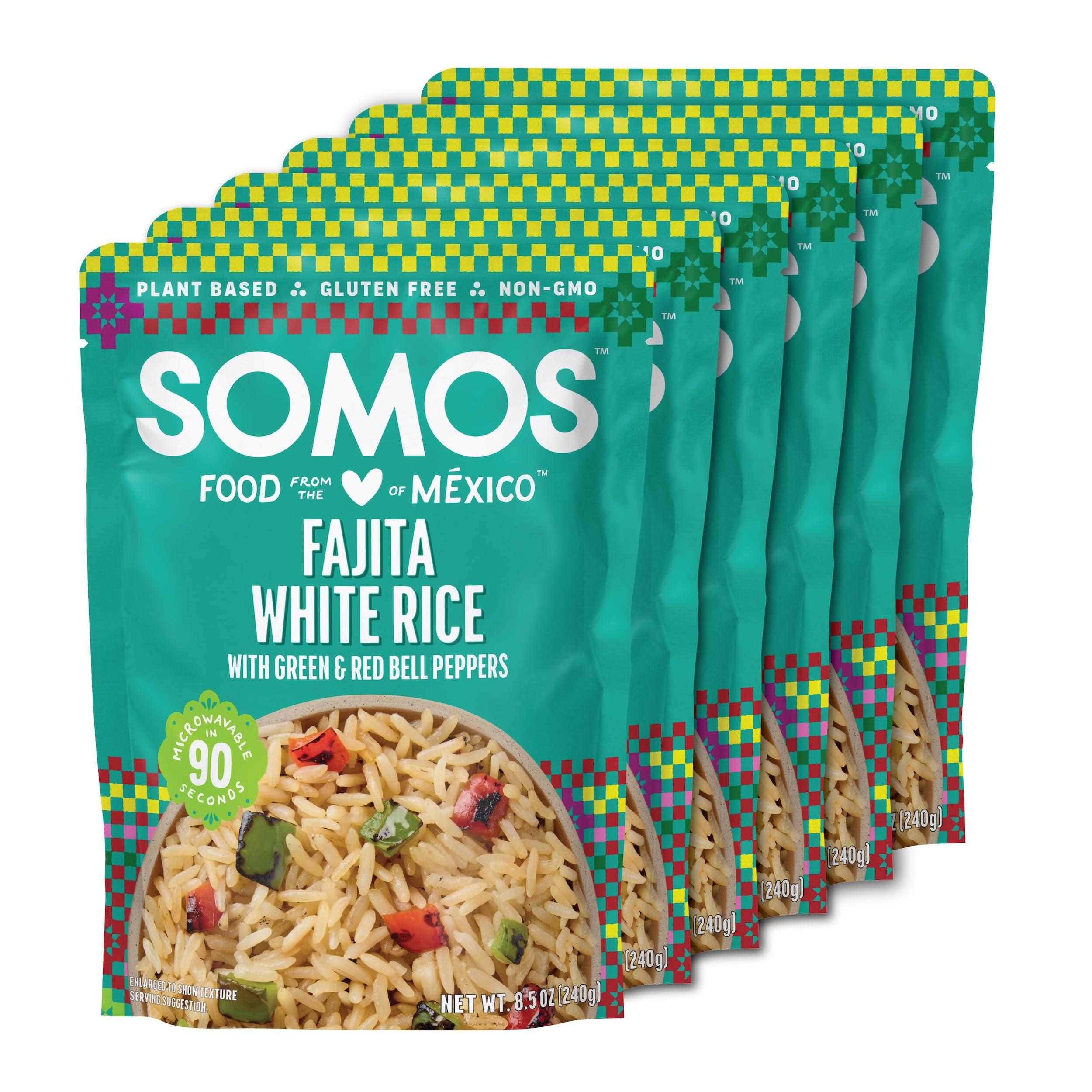 SOMOS SOMOS Fajita White Rice - Gluten Free, Vegan, Non-GMO & Microwavable - Authentic Mexican Flavor, Healthy & Convenient Meal - Perfect for Burrito Bowls, Tostadas & More | 8.8 oz (Pack of 6)