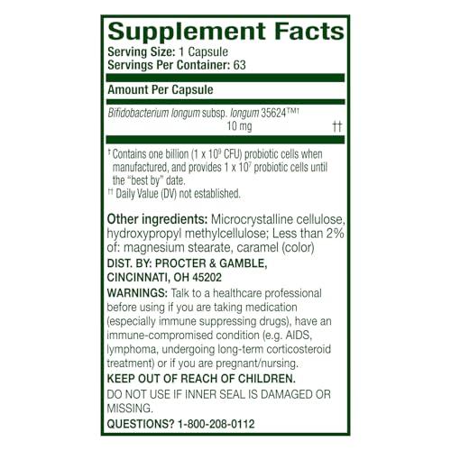 Align Align Probiotic, Pro Formula, Probiotics for Women and Men, Daily Probiotic Supplement, Helps Relieve Occasional Bloating & Gas*, #1 Doctor Recommended Brand, 63 Capsules (Packaging May Vary)