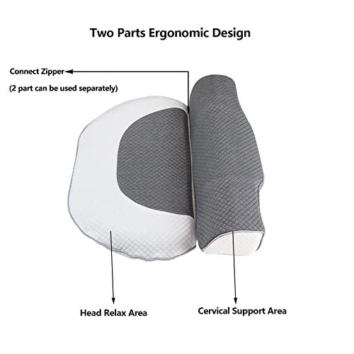 Yadlan Yadlan Side Sleeper Pillows for Adults, Neck Pillows for Pain Relief Sleeping Side Sleeper, Massage Magnets Cervical Pillow for Neck Pain Relief Ergonomic Pillow Detachable Cober with Zipper Blue