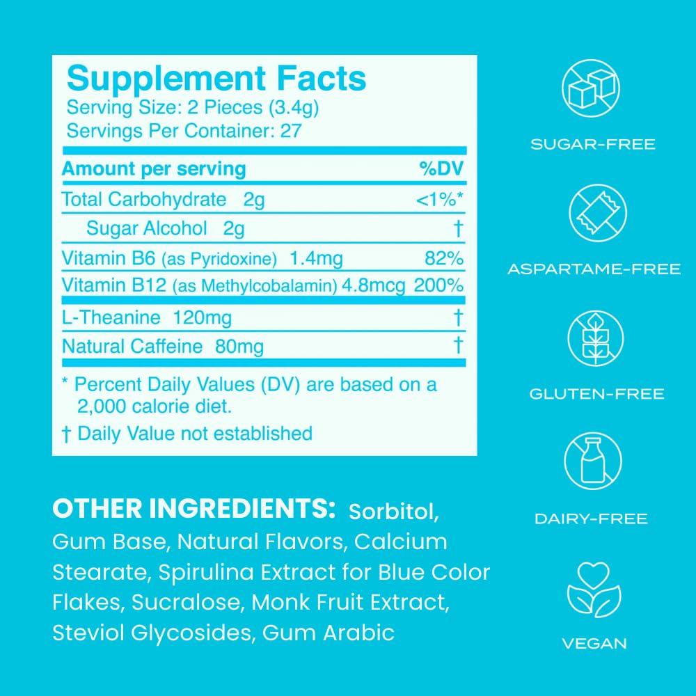 NeuroGum NeuroGum Energy Caffeine Gum (54 Pieces) - Sugar Free with L-theanine + Caffeine + Vitamin B12 & B6 - Nootropic Energy & Focus Supplement for Women & Men - Peppermint Flavor (Packaging May Vary)