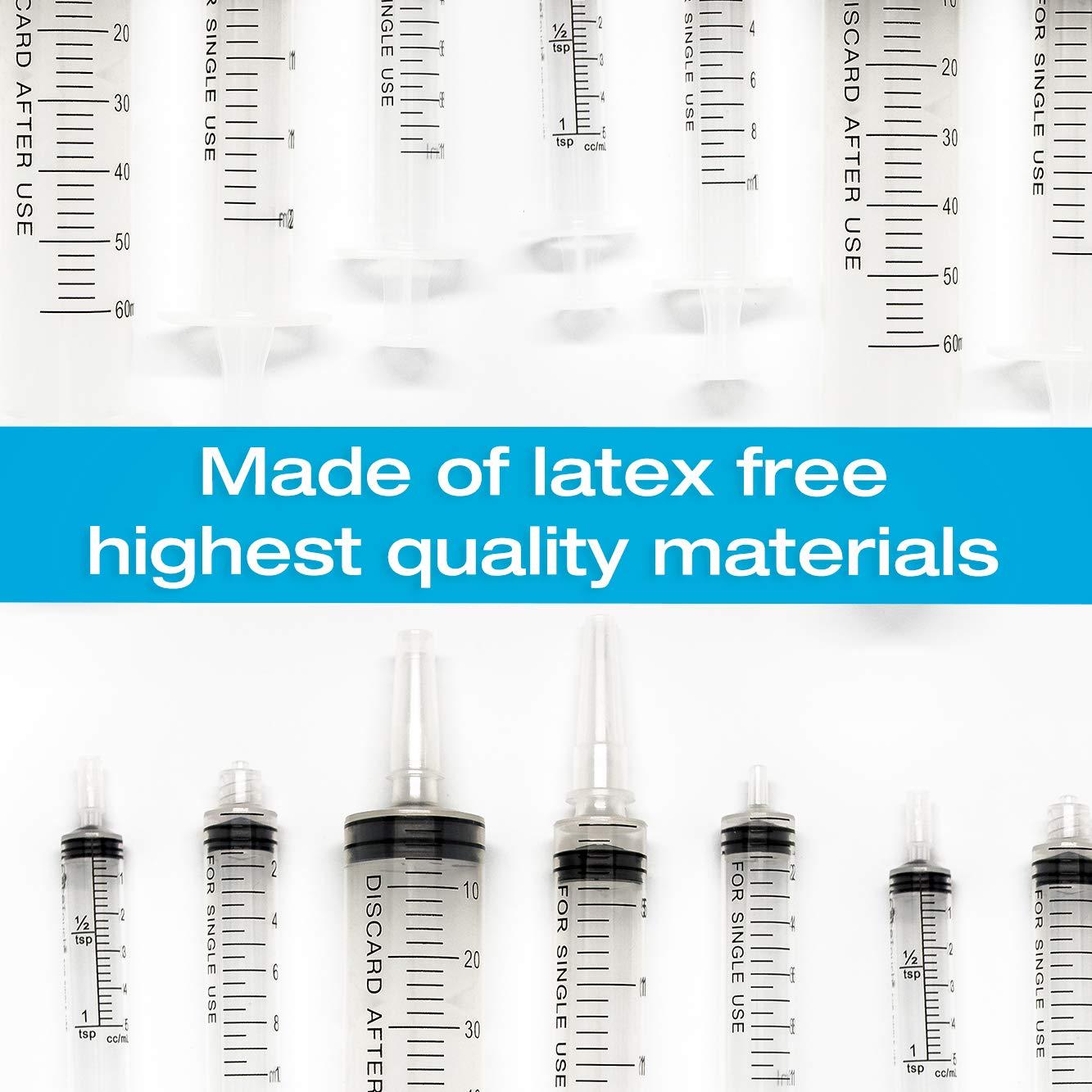 Tilcare 60ml Catheter Tip Syringe with Covers 50 Pack by Tilcare - Sterile Plastic Medicine Food Droppers for Children, Pets or Adults – Latex-Free Oral Medication Dispenser - Large Feeding Tube Syringes