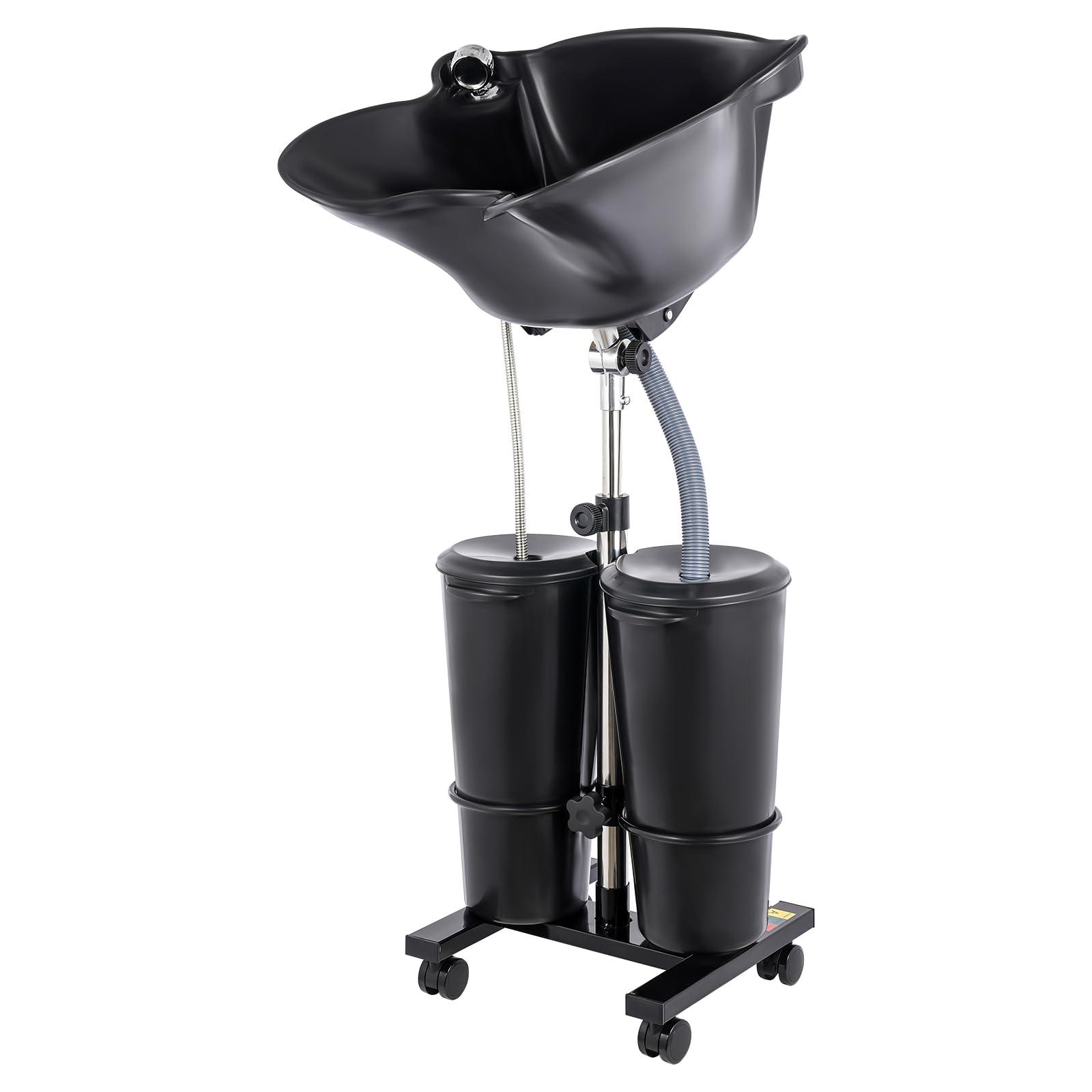 LULUGOGOTOP Portable Salon Shampoo Sink Basin,Hair Stylist Hairdresser Hair Washing Sink Shampoo Wash Bowl w/2 Buckets