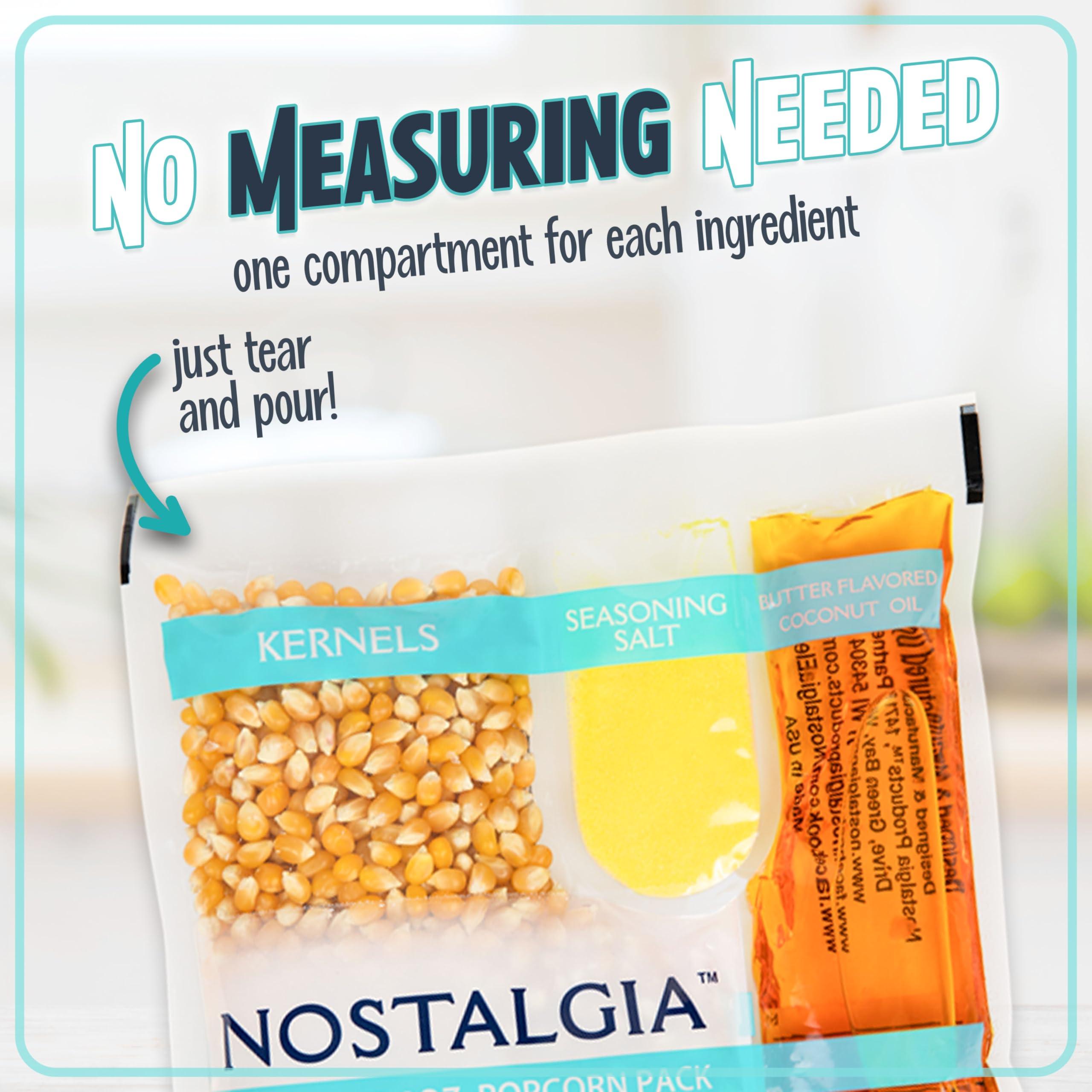 Nostalgia Nostalgia Movie Theater Style Popcorn Packets for Popcorn Machine, All-in-One Popcorn Kernels, Coconut Oil, Seasoning Salt, 8oz Packs, 24 count