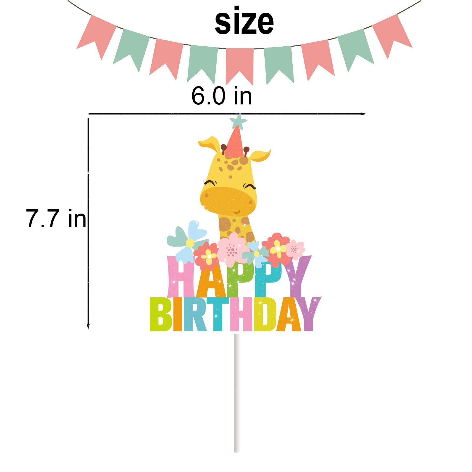 Beijiada Giraffe Cake Topper for Boys Girls Safari Animals Party Supplies for Happy Birthday Cake Jungle Wild Cake Decorations Cute Baby Giraffe Party Decorations