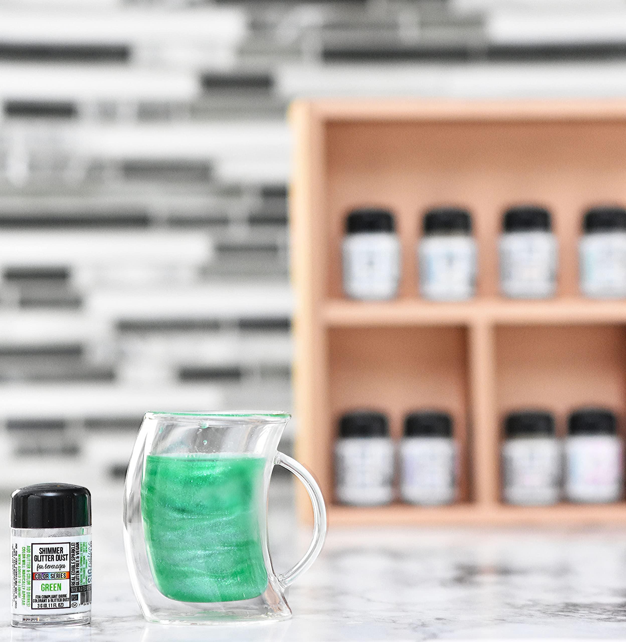 Signature Drink Lab Edible Glitter for Drinks • Shiny Glitter, Shimmer Beverage Dust for Cocktails, Beer, Wine and More - Color Series Green - 25 gram