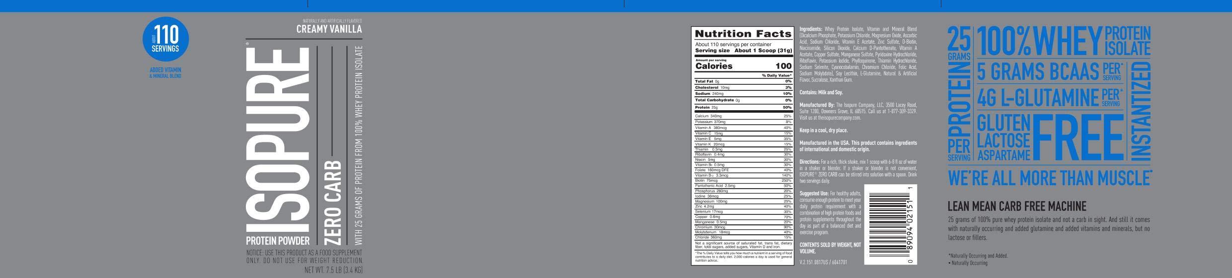 NATURE'S BEST Natures Best Isopure Zero Carb Whey Protein - Creamy Vanilla 7.5 lb(s).