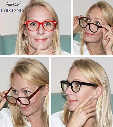 Eyekepper Eyekepper Blue Light Filter Progressive Readers Women - Oversize Multifocus Computer Glasses - Noline Trifocal Reading Glasses - Tortoise +2.00